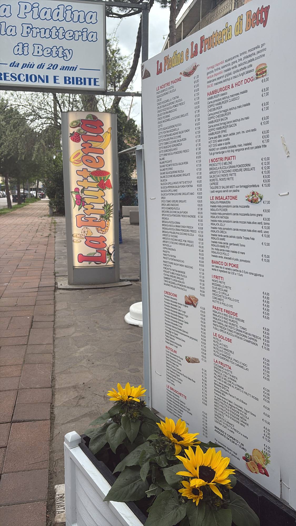 Menu di La Piadina & La Frutteria di betty 