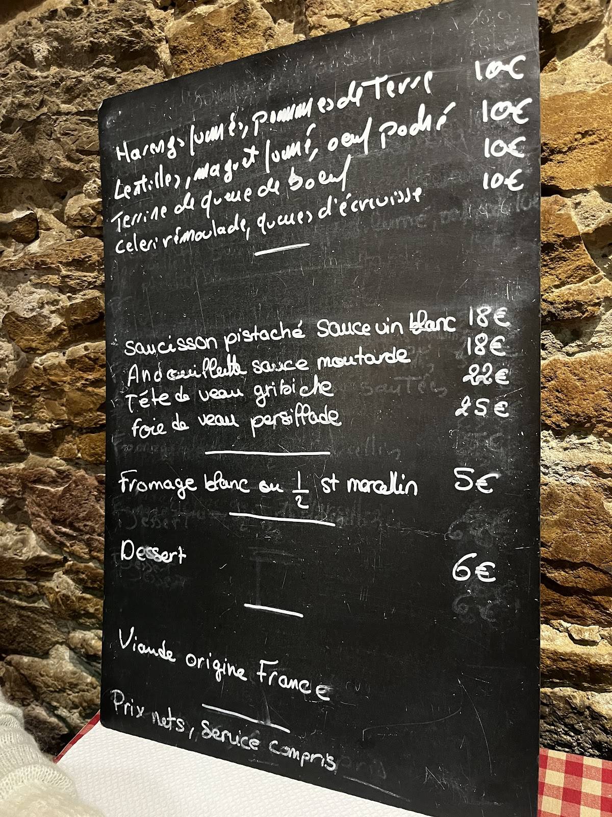 Menu de L'acteur - Bouchon Lyonnais