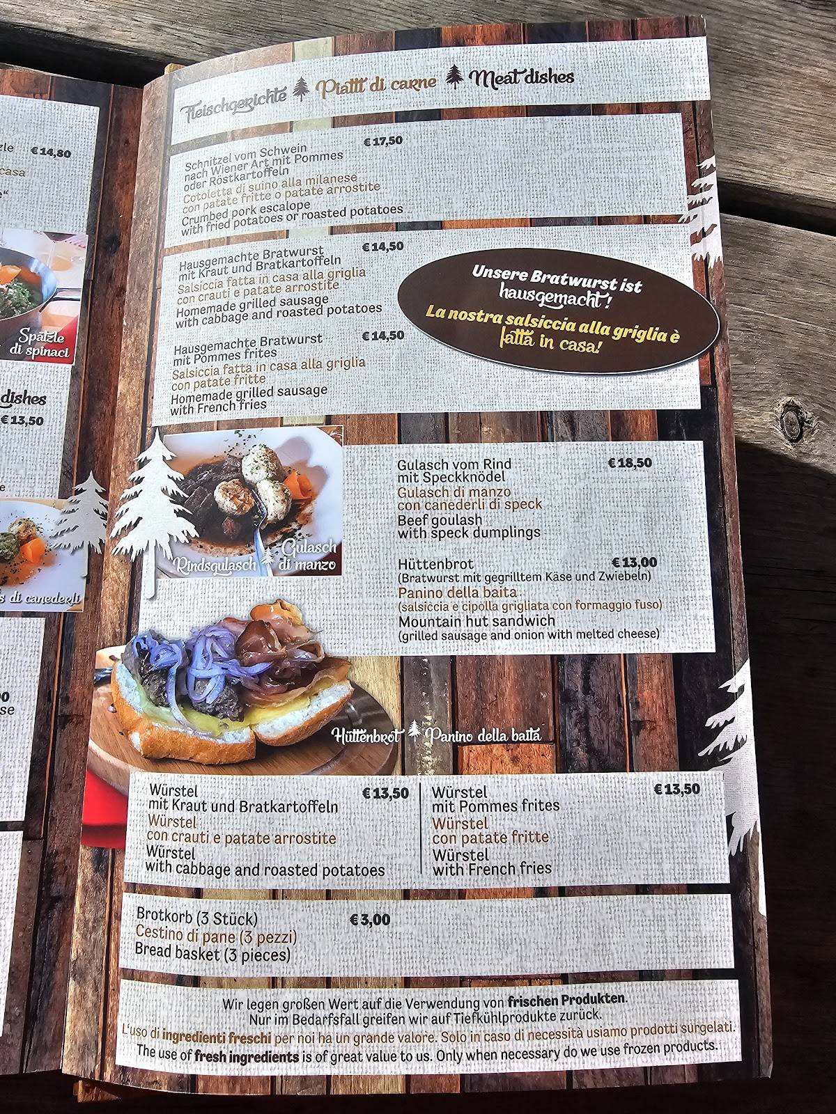 Menu di Rifugio Larice 