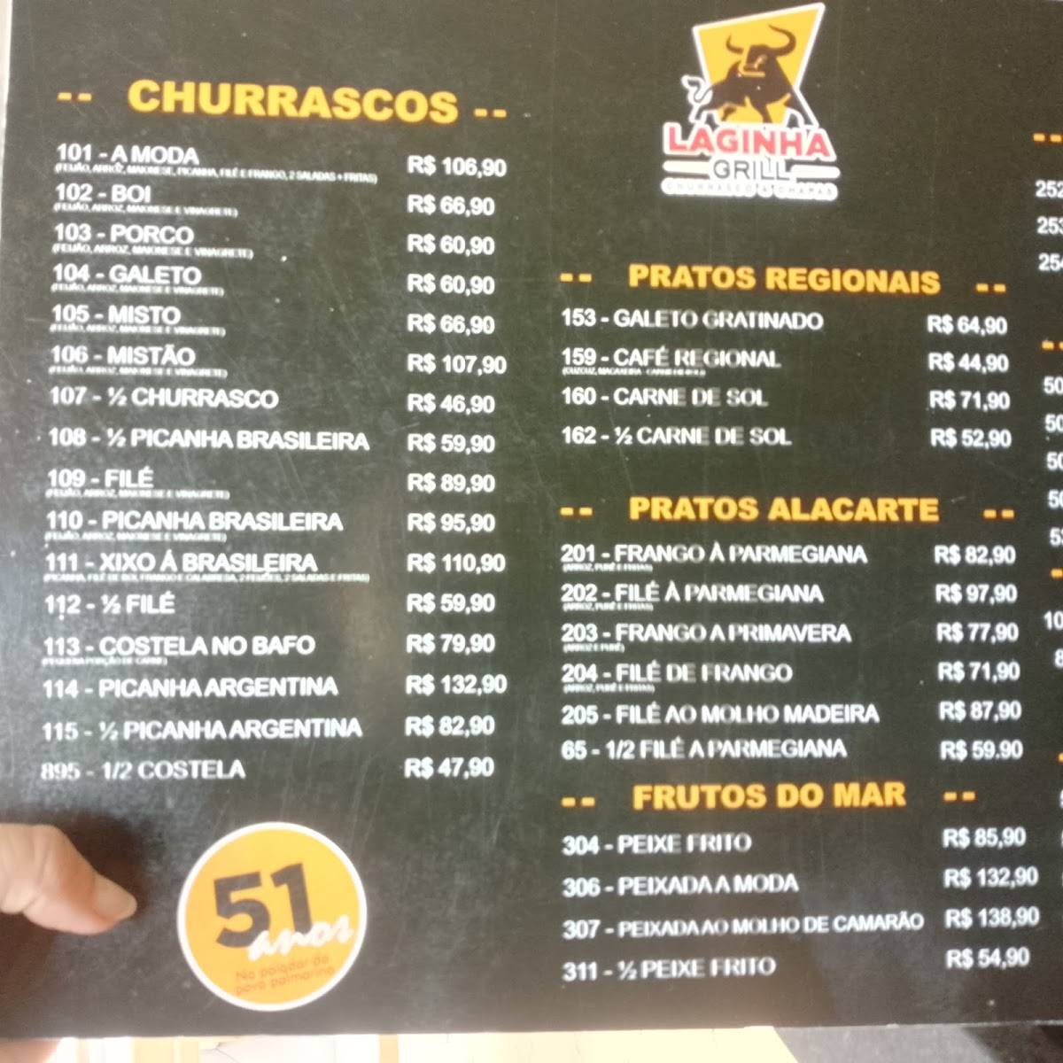 Laginha Grill cardápio