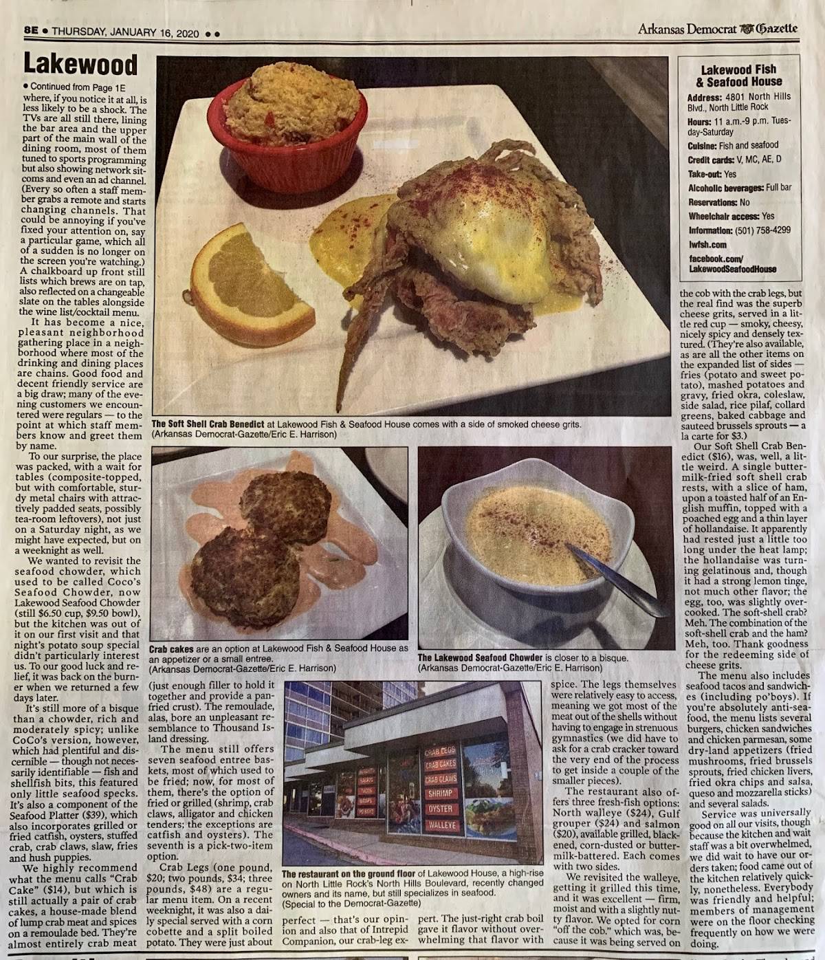 Menu at Lakewood Fish & Seafood House restaurant, North Little Rock
