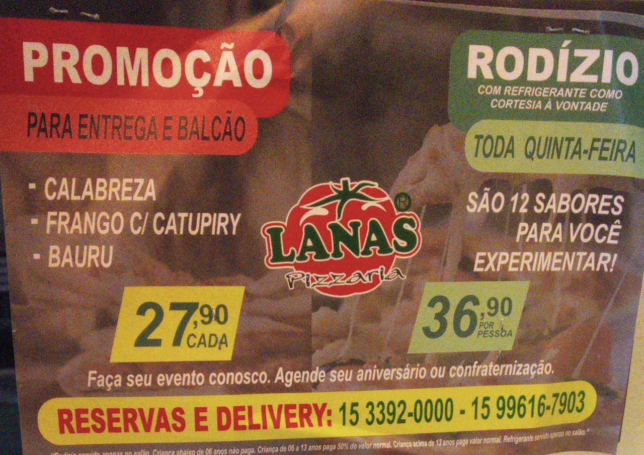 Lanas Pizzaria cardápio