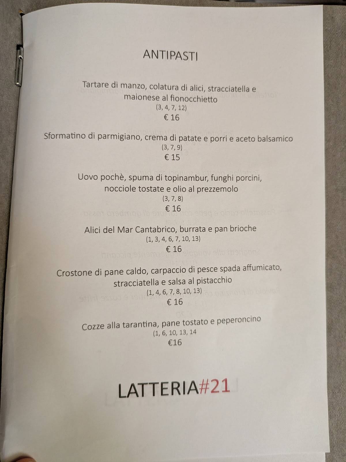 Menu di Latteria #21 