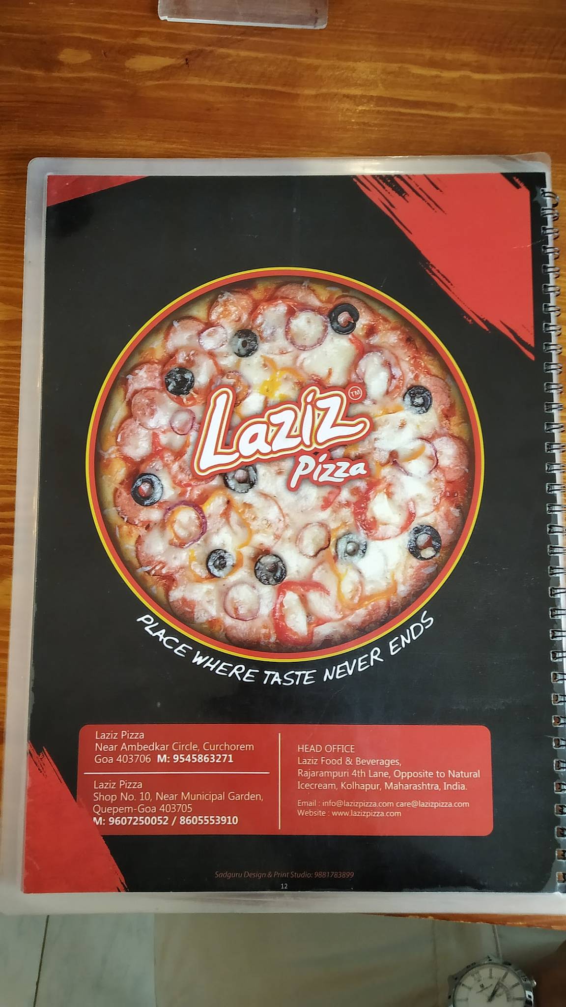 Laziz Pizza menu