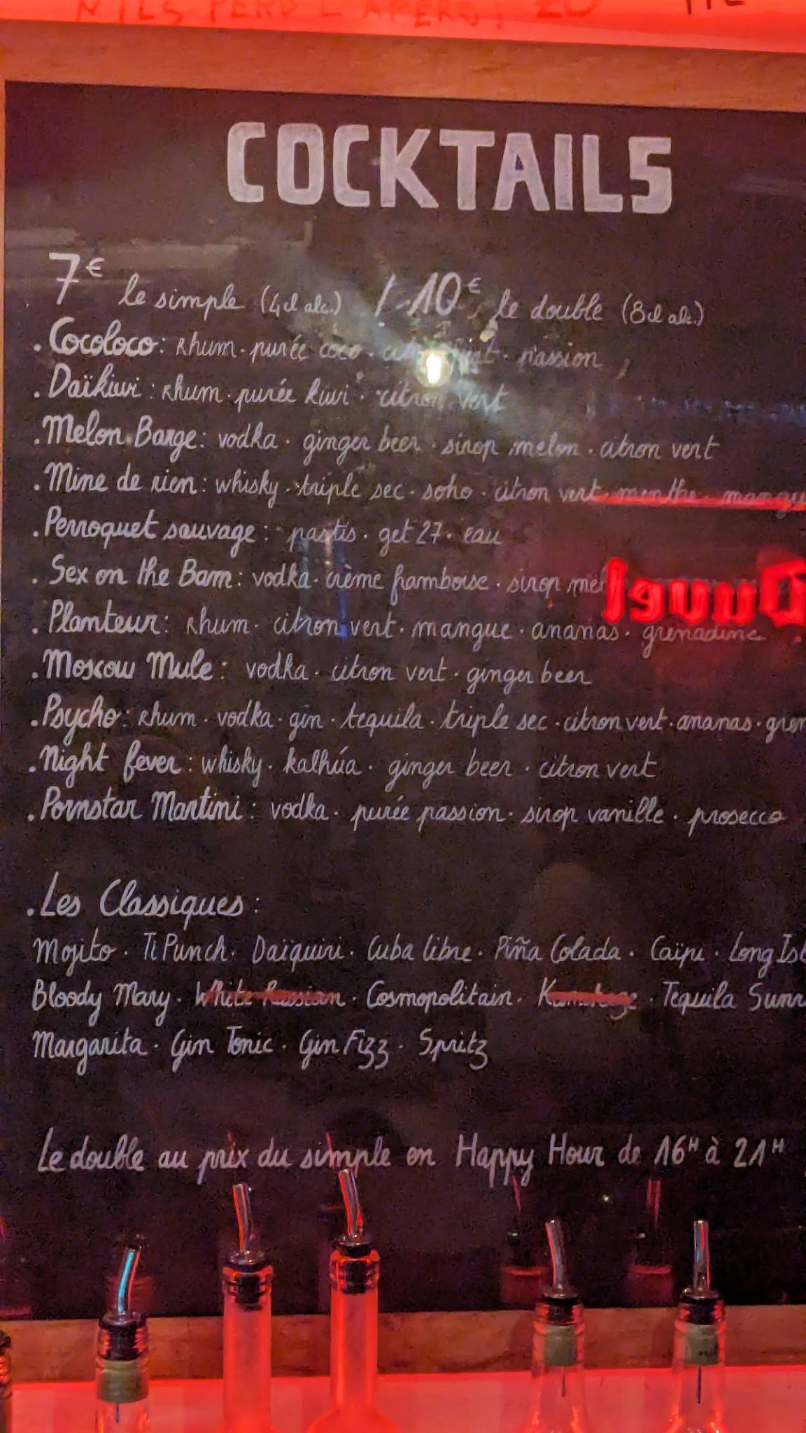 Menu de Le Bar À Mines