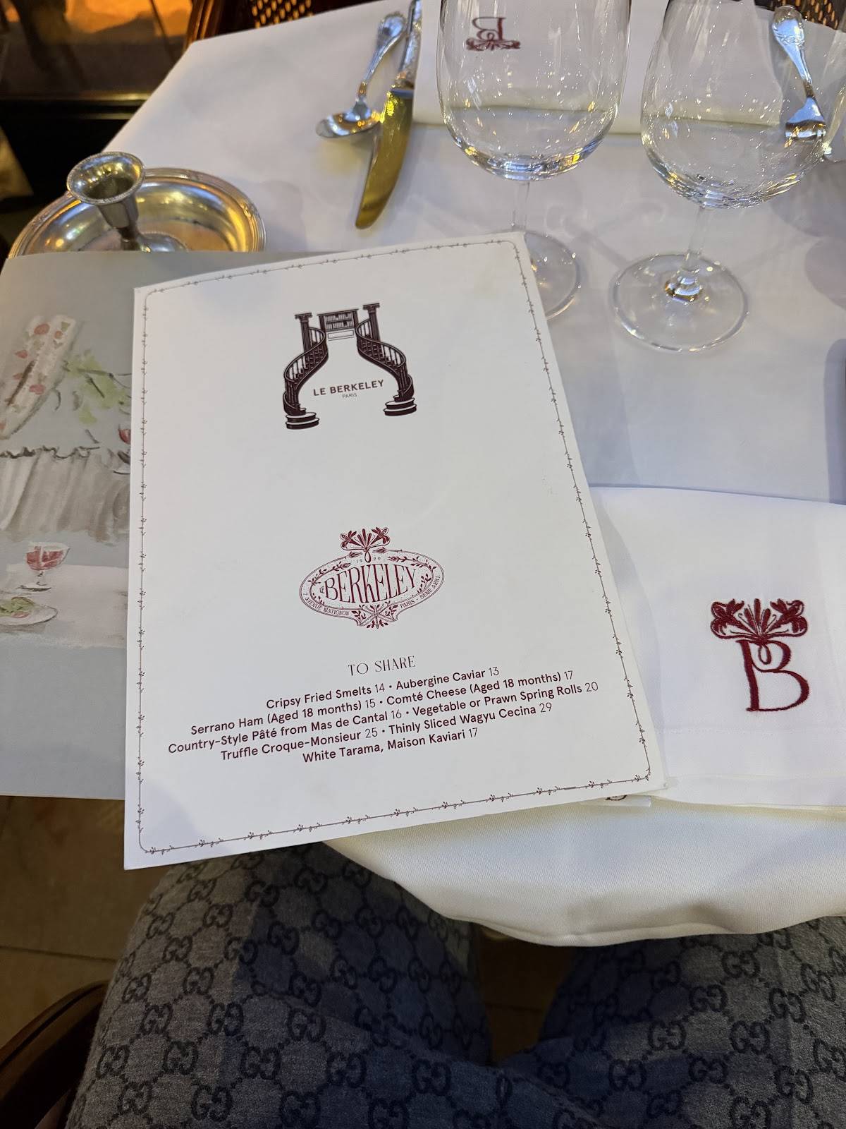 Menu de Le Berkeley