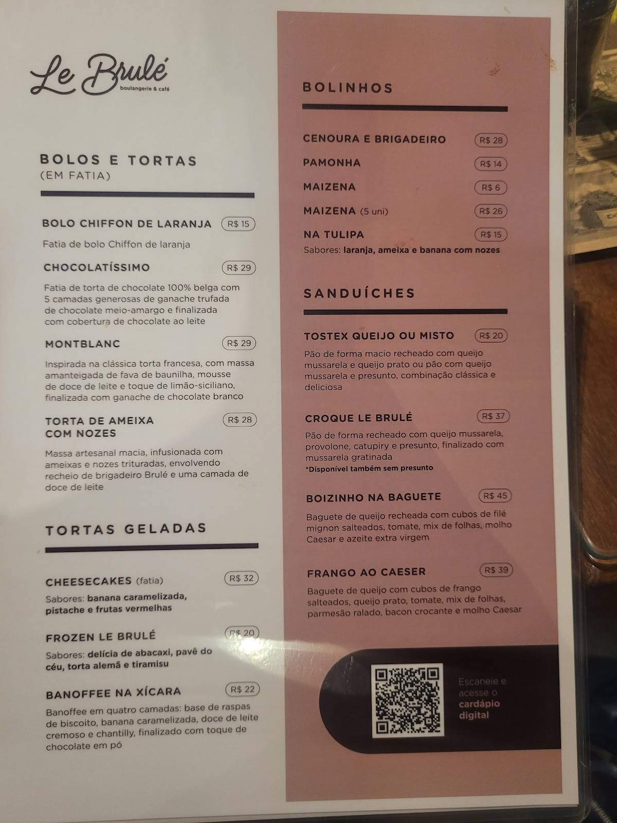 Le Brulé Café & Doceira cardápio