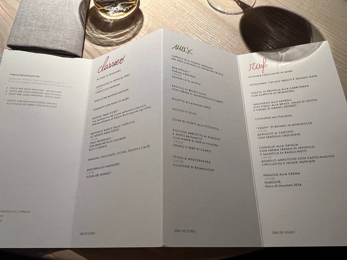 Menu di Le Calandre 