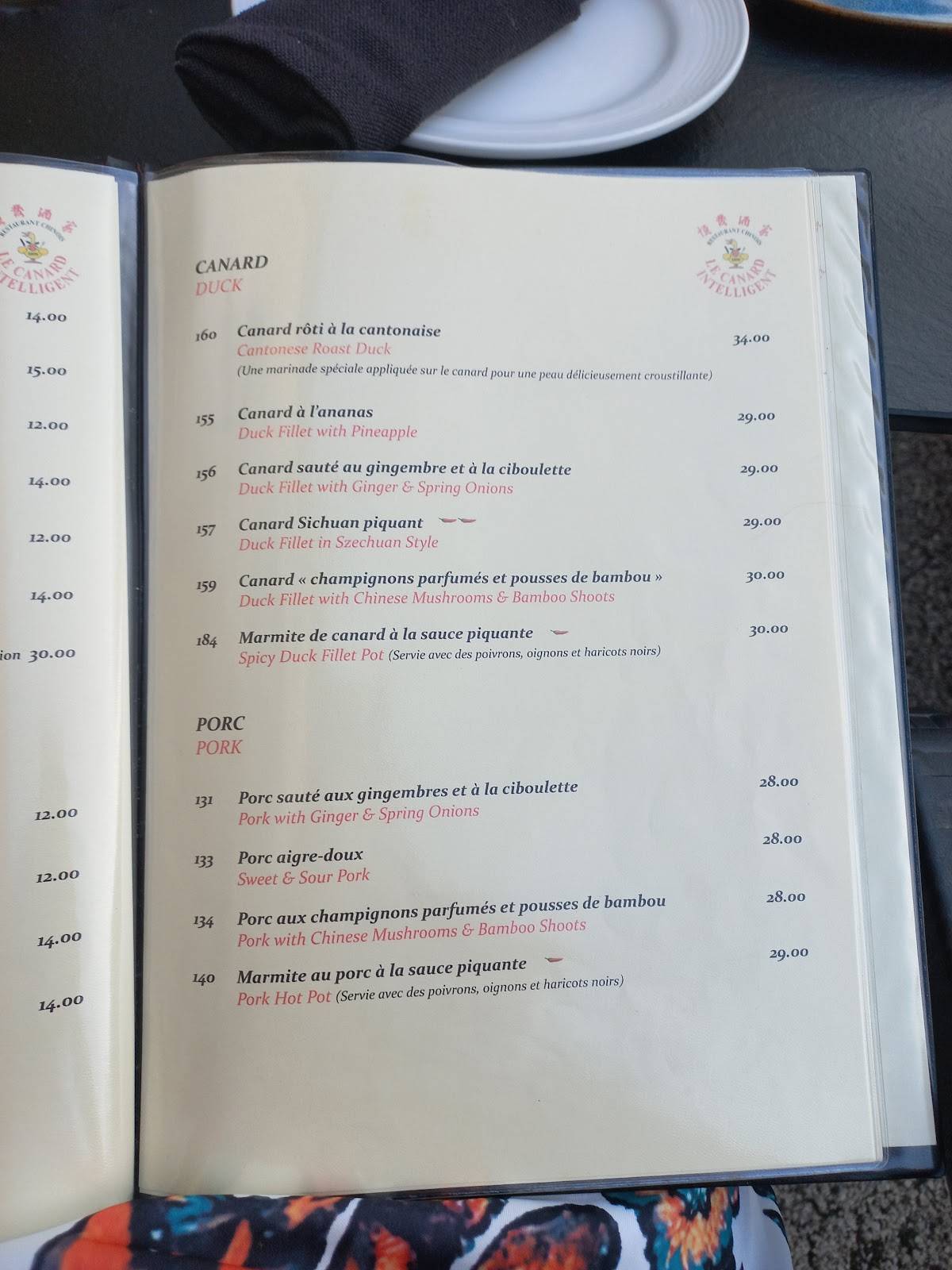 Menu di Le Canard Intelligent 