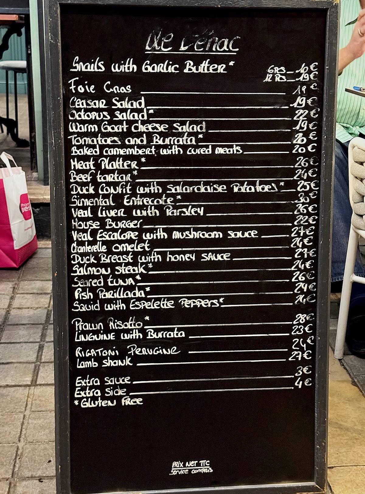 Menu de Le Cénac