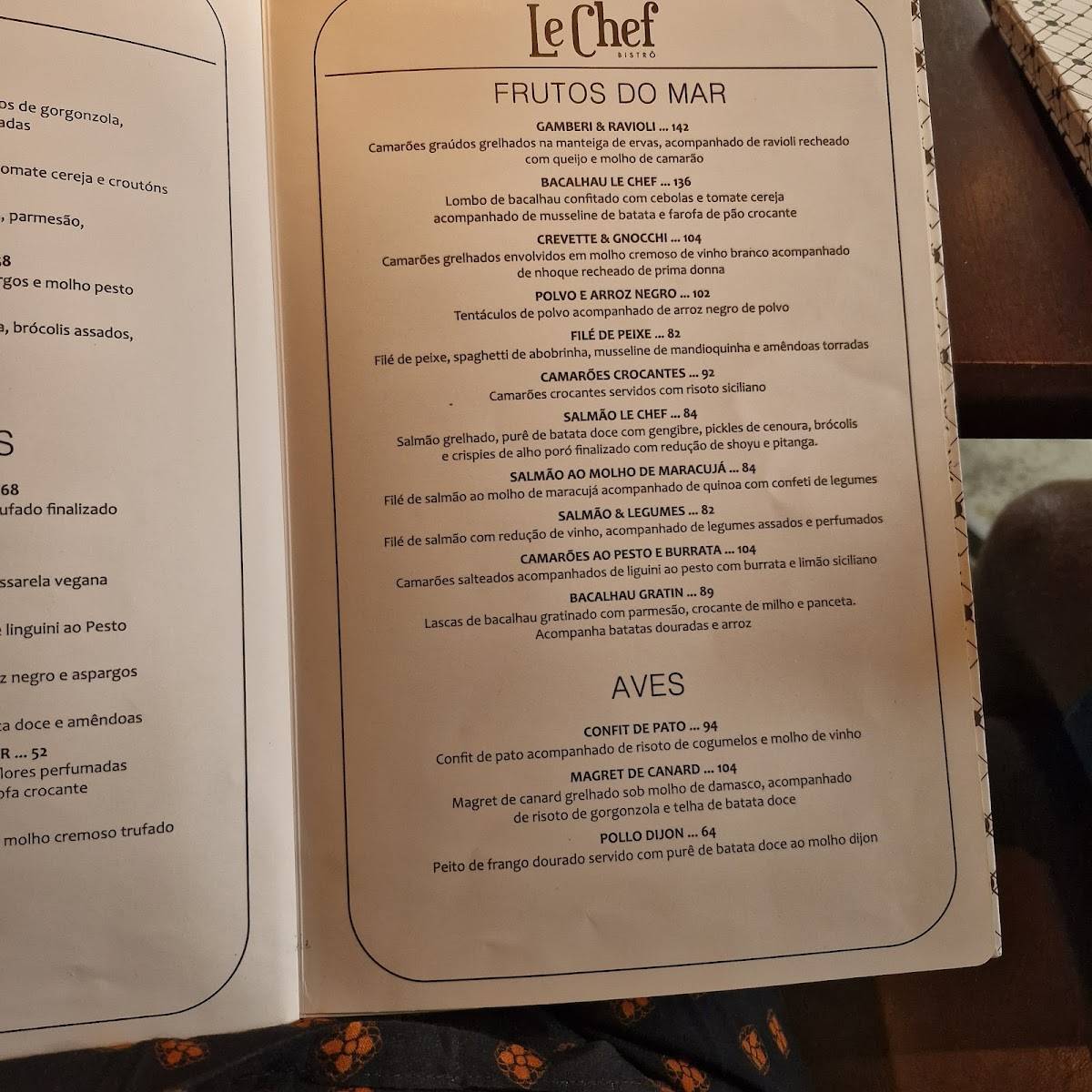 Le Chef Bistrô cardápio