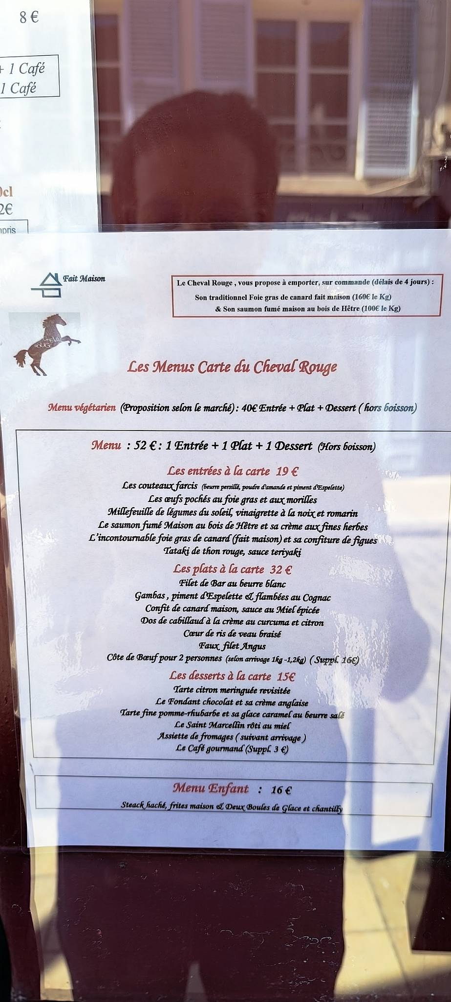 Menu de Le Cheval Rouge