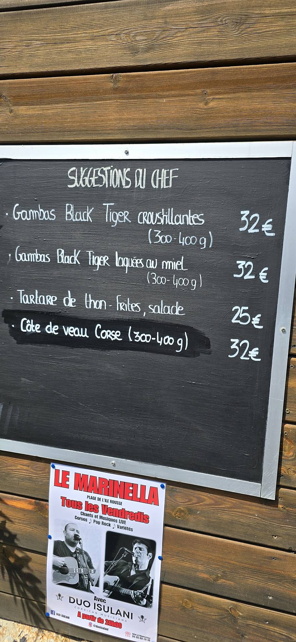 Menu de Le Marinella