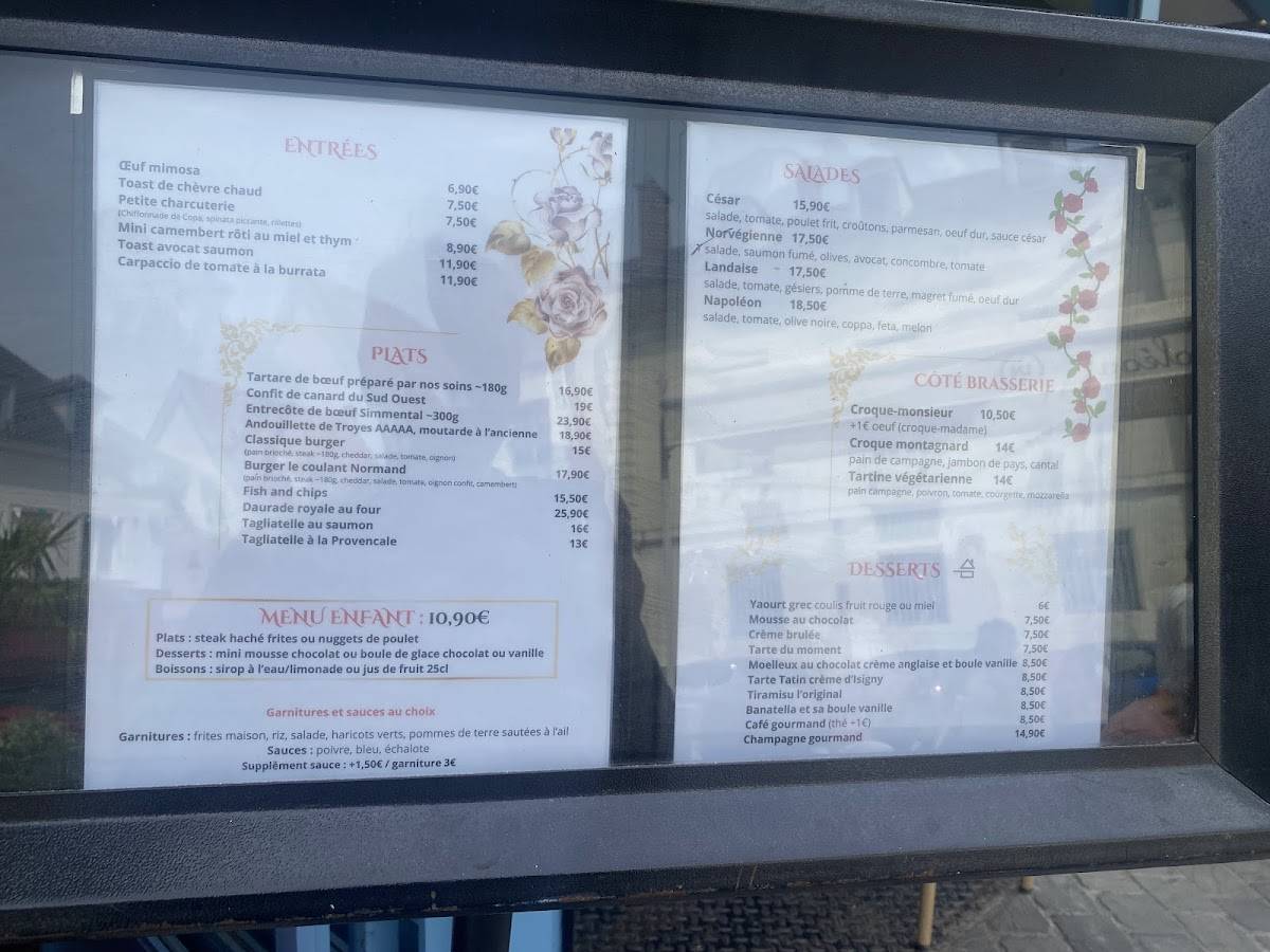 Menu de Le Napoléon