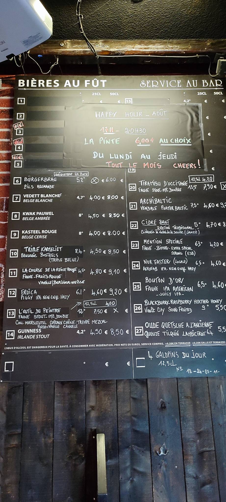 Menu de Le Rabelais