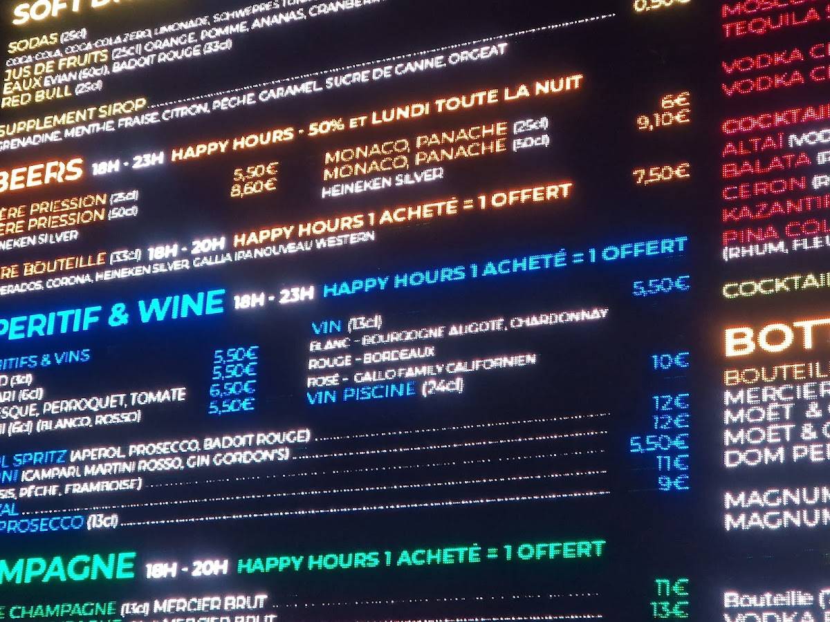Menu de Le Raidd Bar
