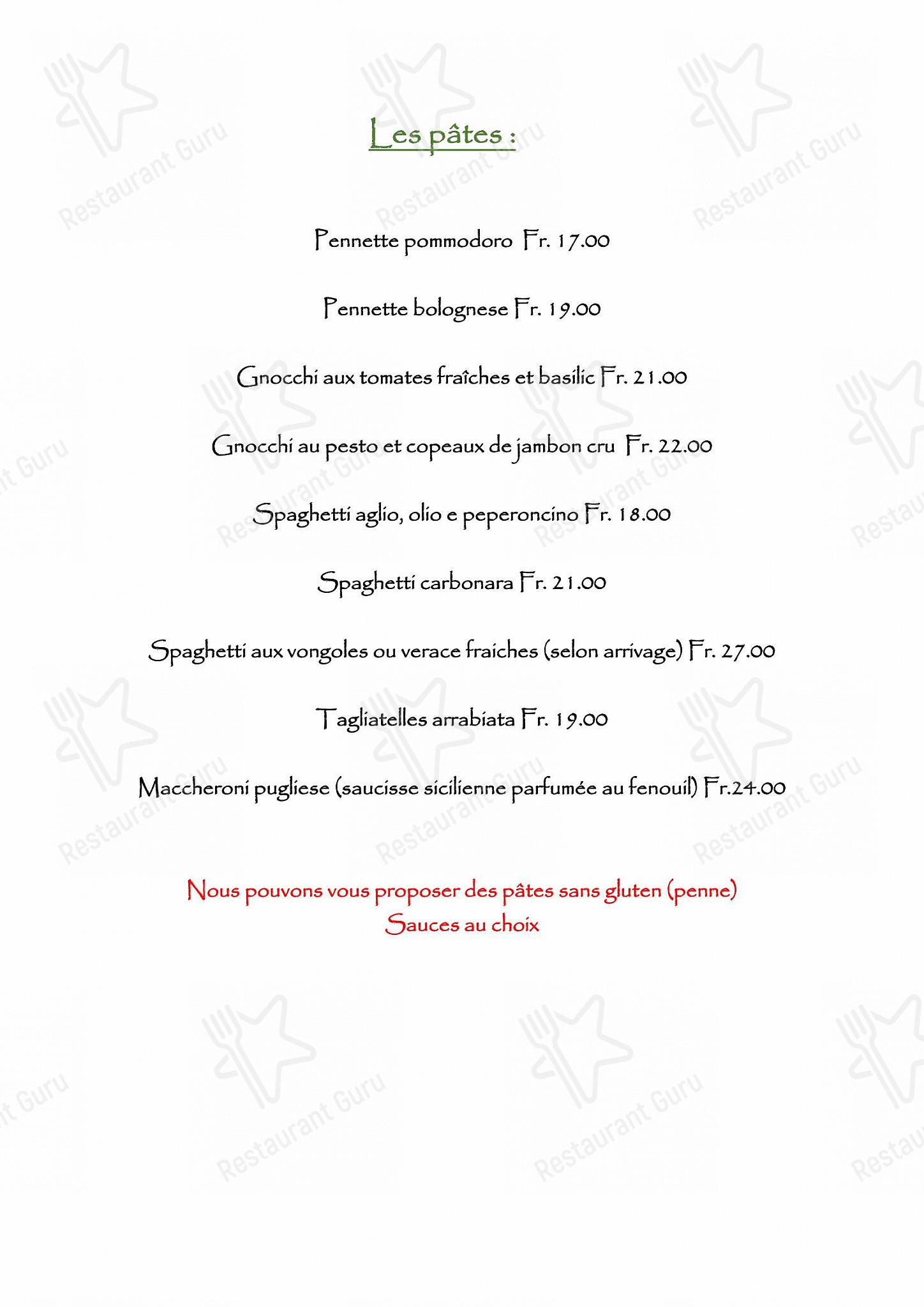 Restaurant Tennis Club de Champel in Veyrier - Dinner Menu