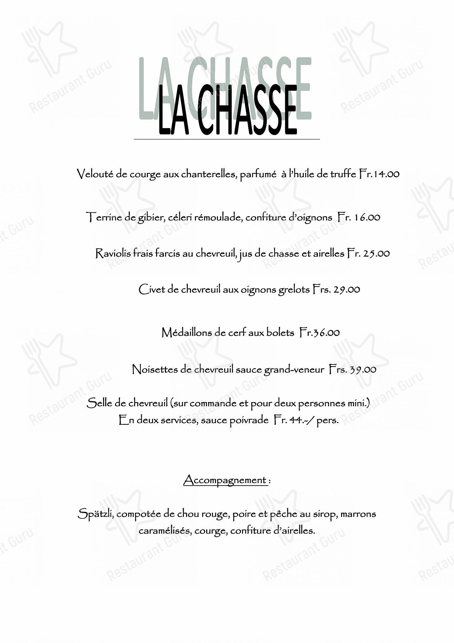 Menu di Restaurant Tennis Club de Champel - Dinner Menu