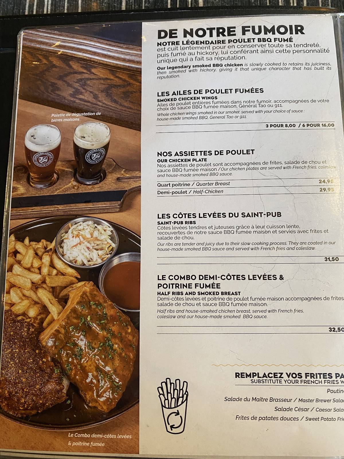 Menu de Le Saint-Pub - Microbrasserie Charlevoix