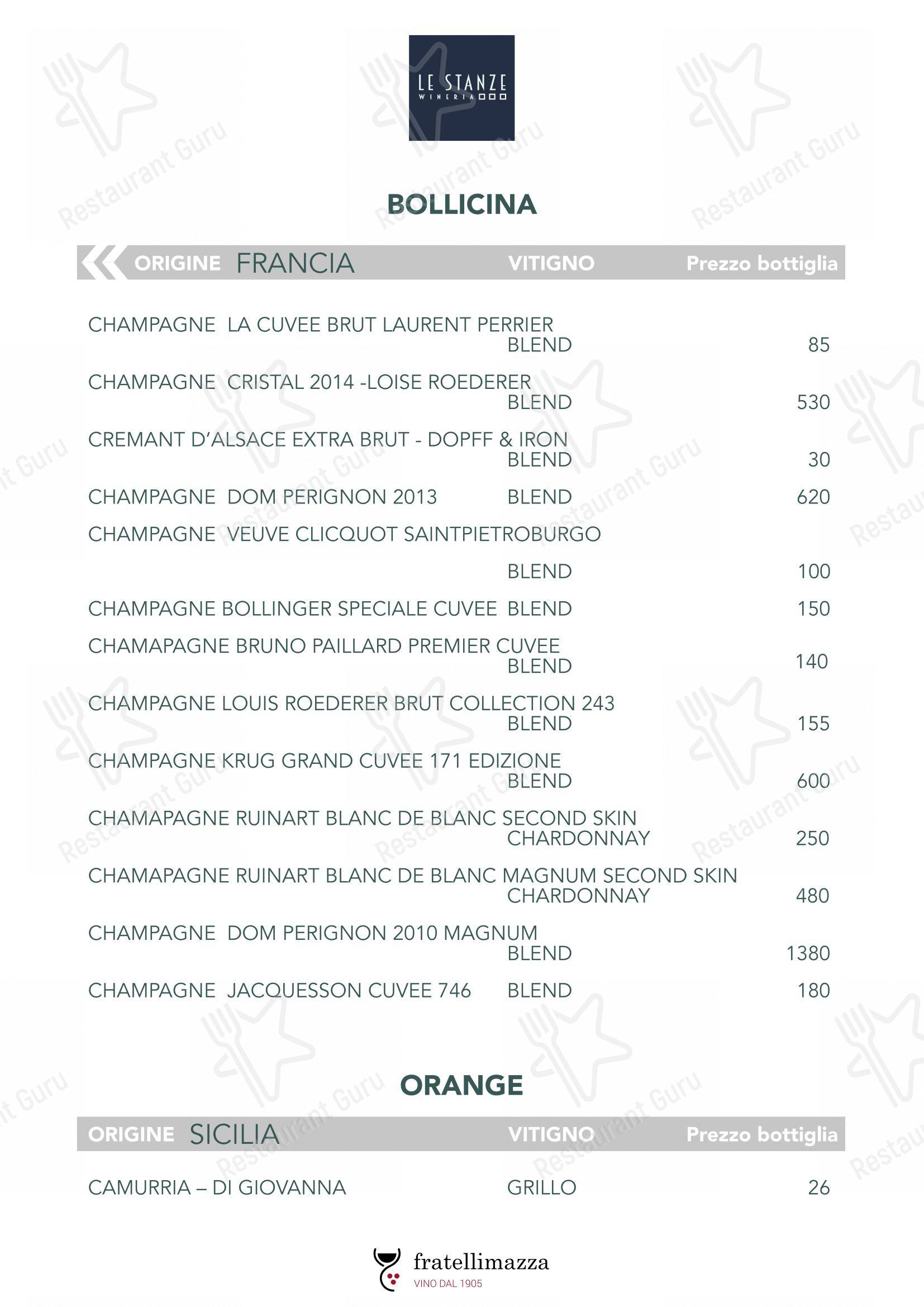 Menu di Le Stanze wineria - Menu