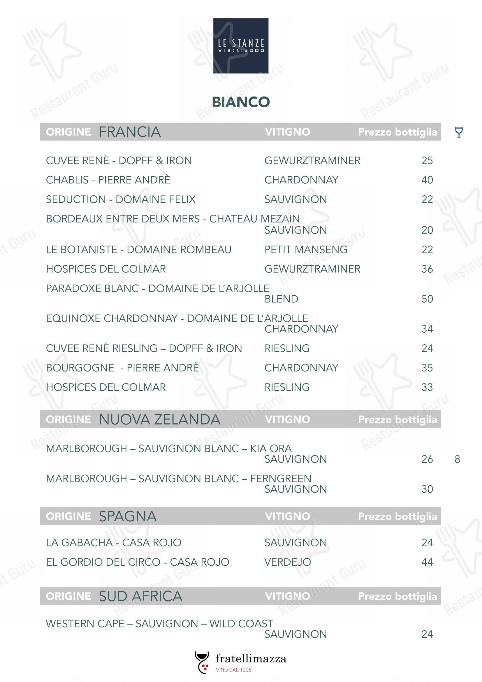 Le Stanze wineria in Ragusa - Menu