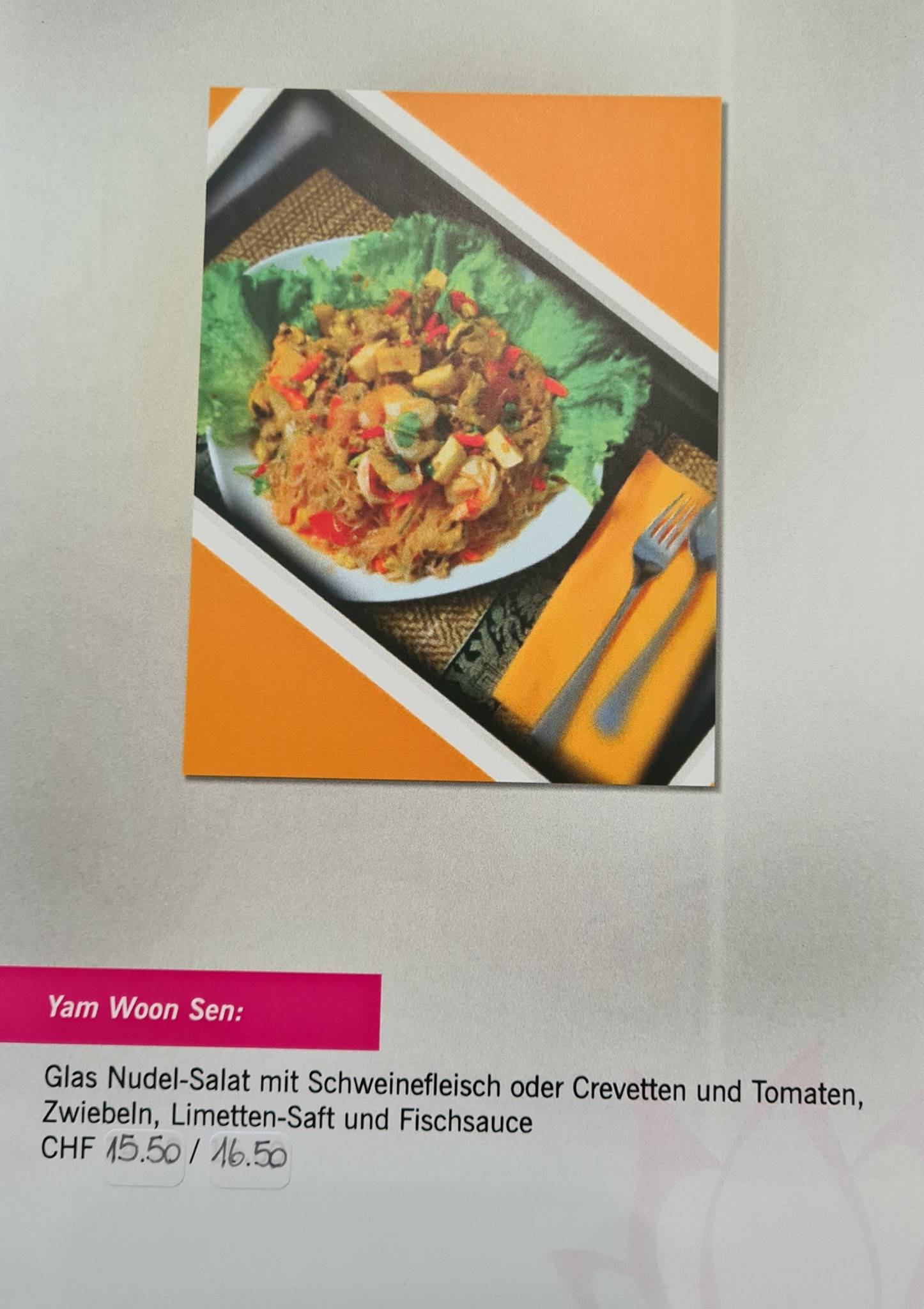 Menu di Lee's Thai Im Tempel Buchenstrasse 13 in Herisau Appenzell 