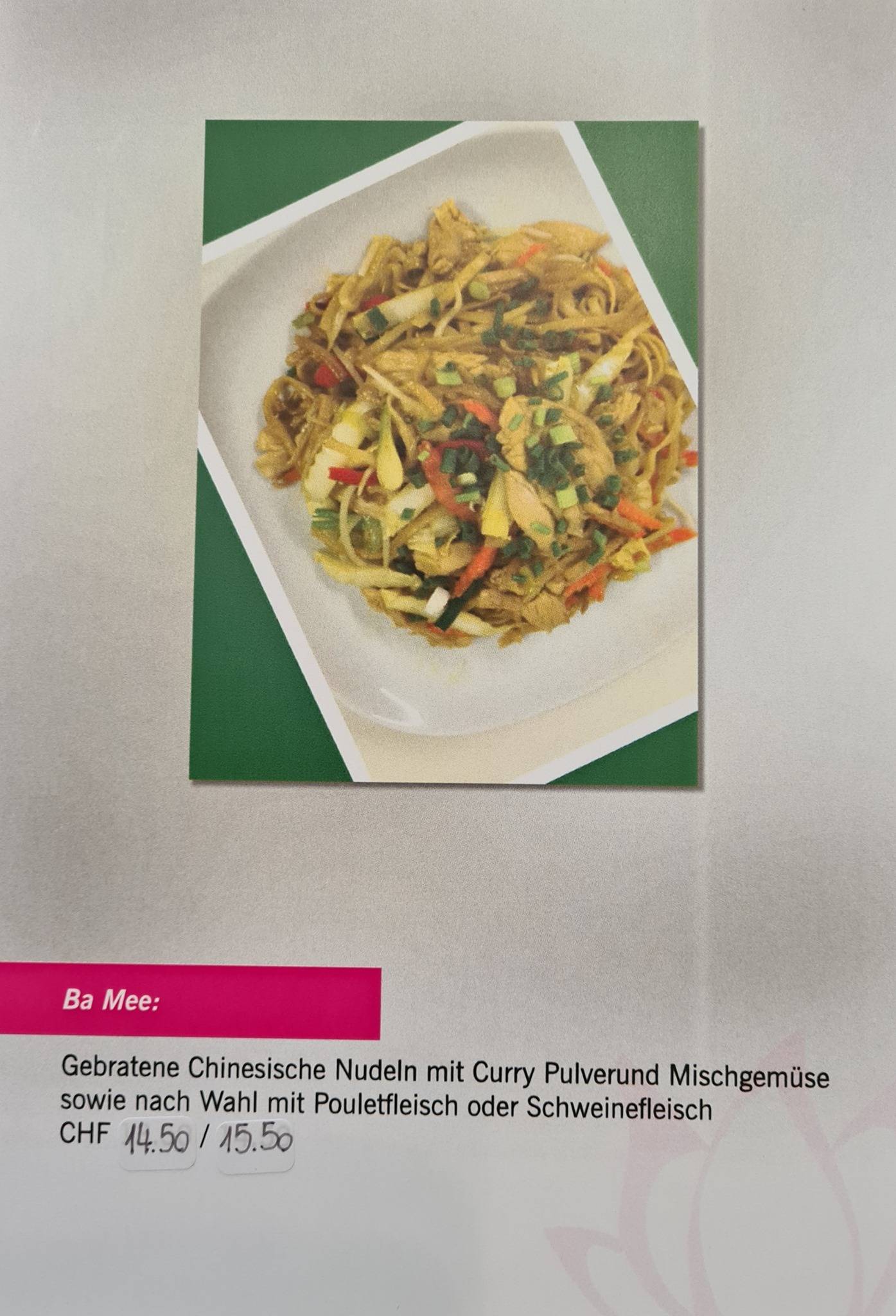 Menu di Lee's Thai Im Tempel Buchenstrasse 13 in Herisau Appenzell 