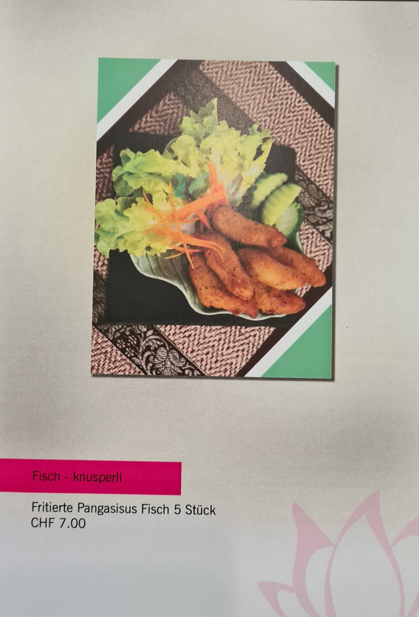 Menu di Lee's Thai Im Tempel Buchenstrasse 13 in Herisau Appenzell 