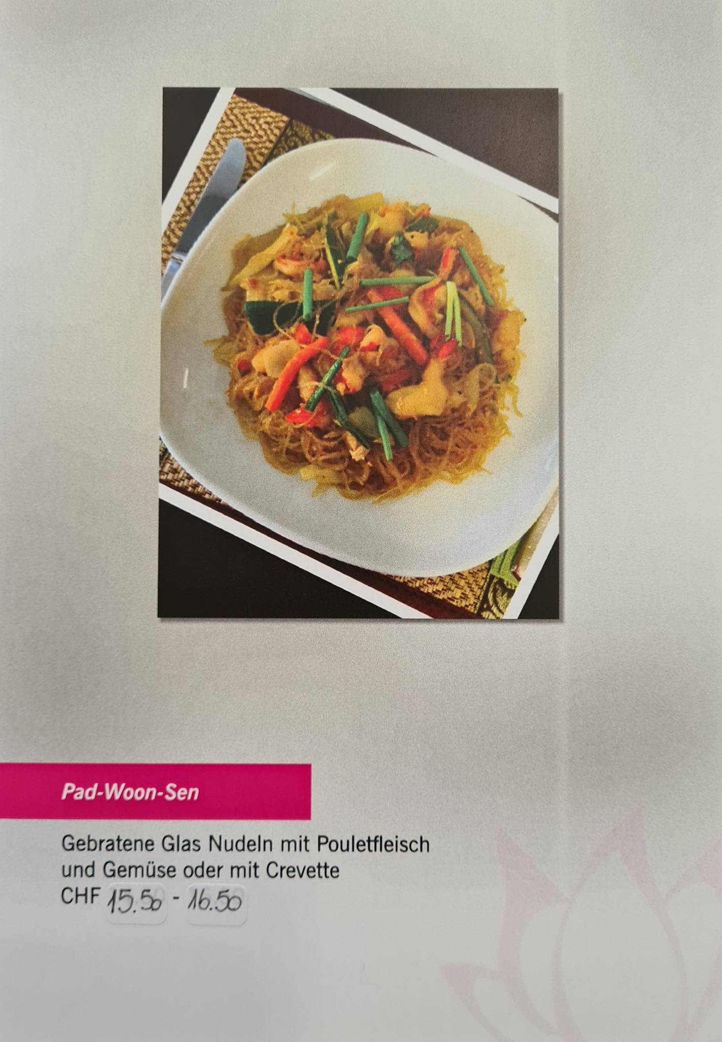 Menu di Lee's Thai Im Tempel Buchenstrasse 13 in Herisau Appenzell 