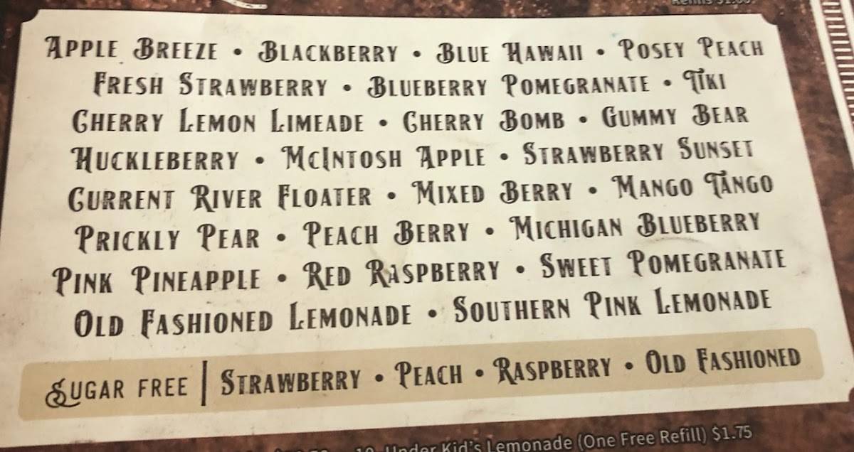 Menu at Lemonade House Grille restaurant, Poplar Bluff