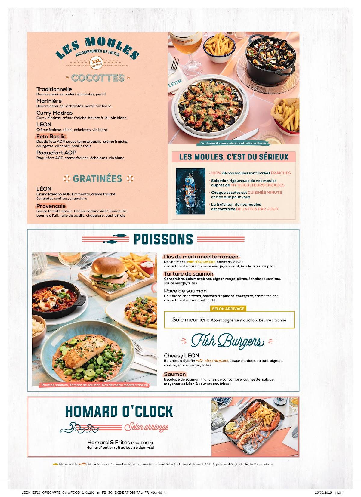 Menu de Léon Seafood & Cocktails - Cholet