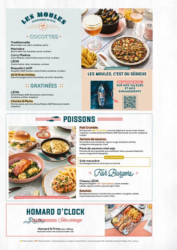 Menu de Léon Seafood & Cocktails - Cholet