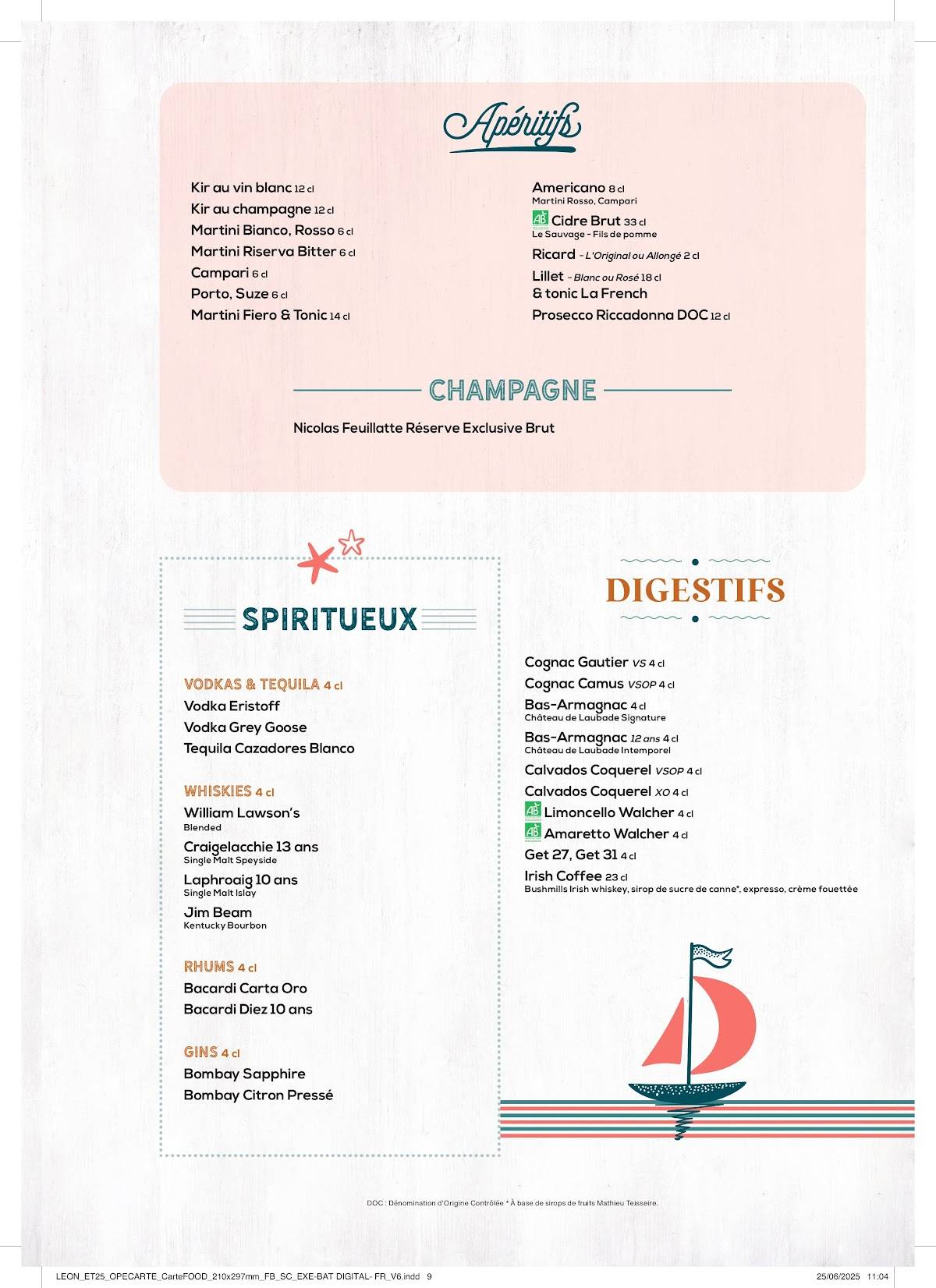 Menu de Léon Seafood & Cocktails - Cholet