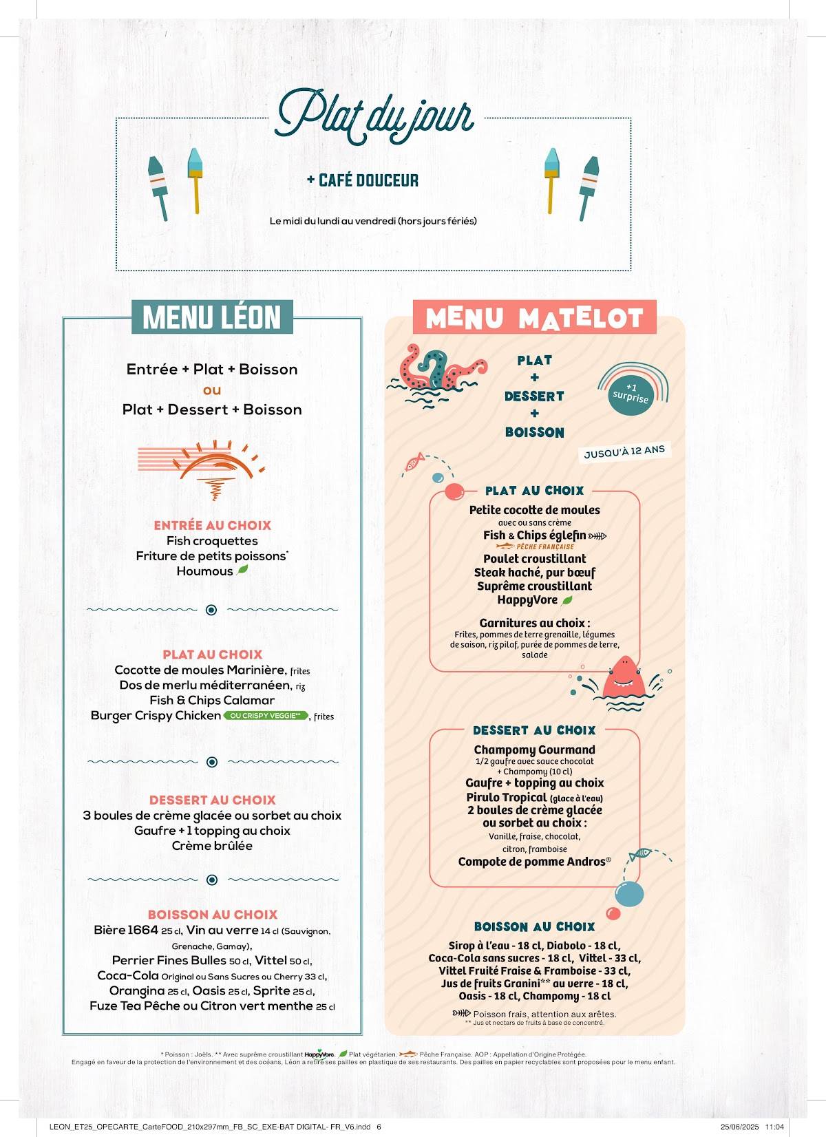 Menu de Léon Seafood & Cocktails - Cholet