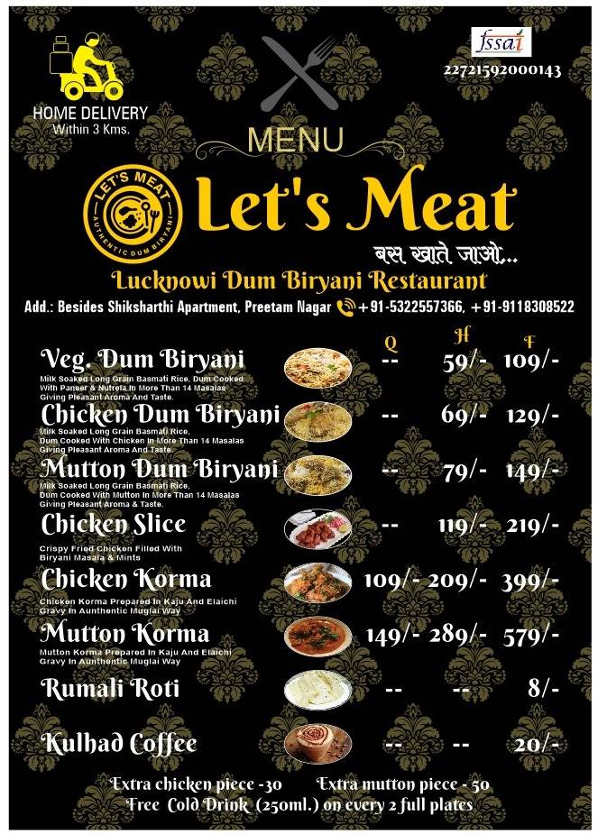 Let's Meat menu