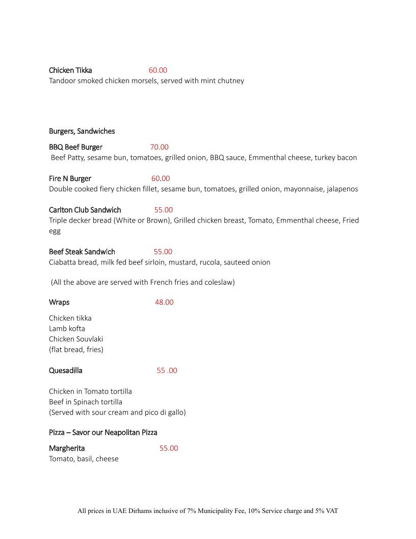 Menu at Level 47 Rooftop Bar & Lounge, Dubai, Carlton Downtown Hotel ...