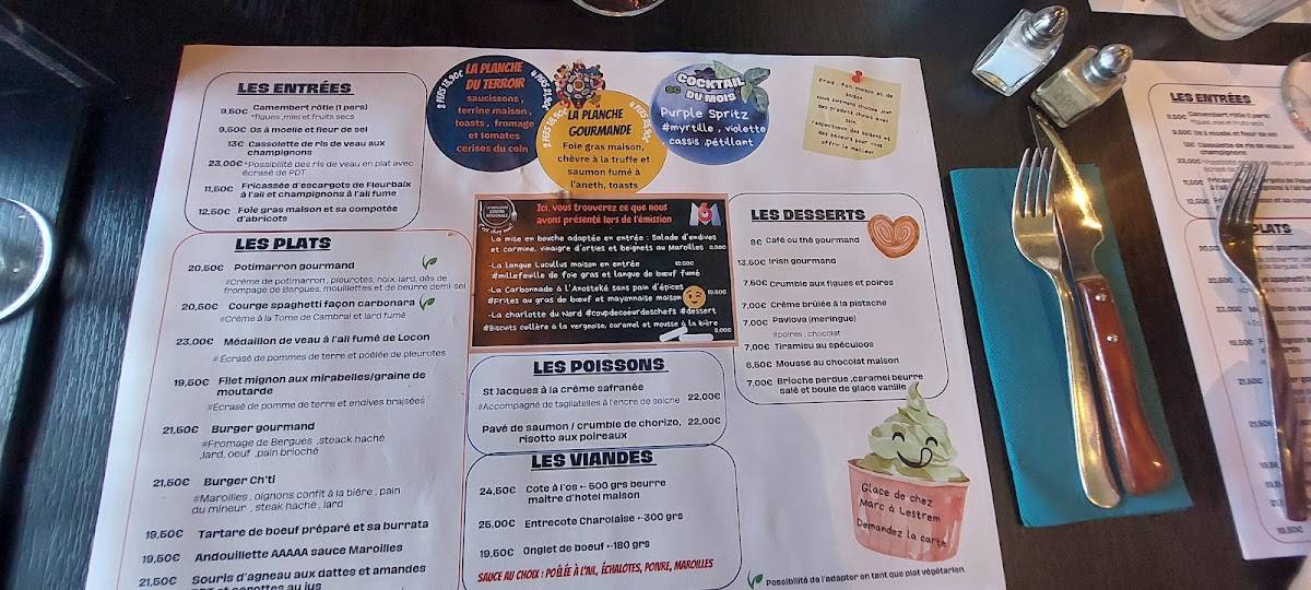 Menu de L'hélice Restaurant