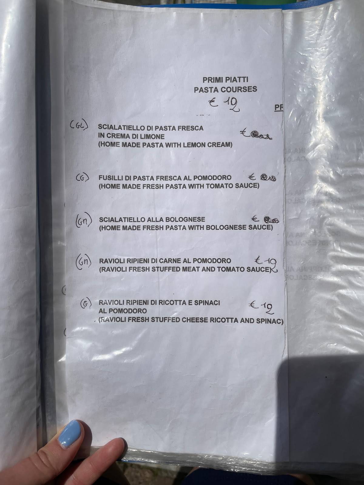 Menu di RISTORANTE LIBECCIO 