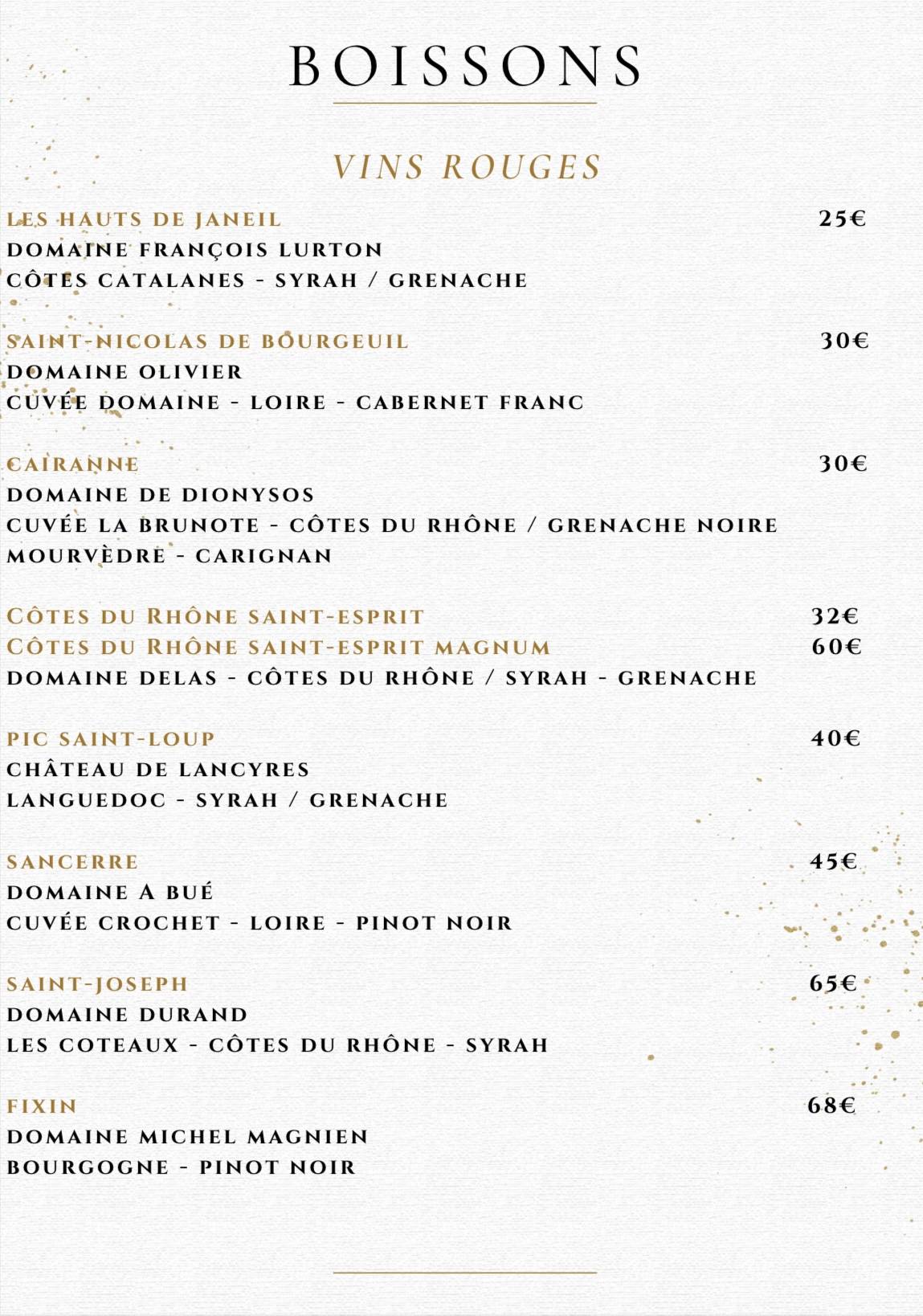 Menu de Simplement Restaurant