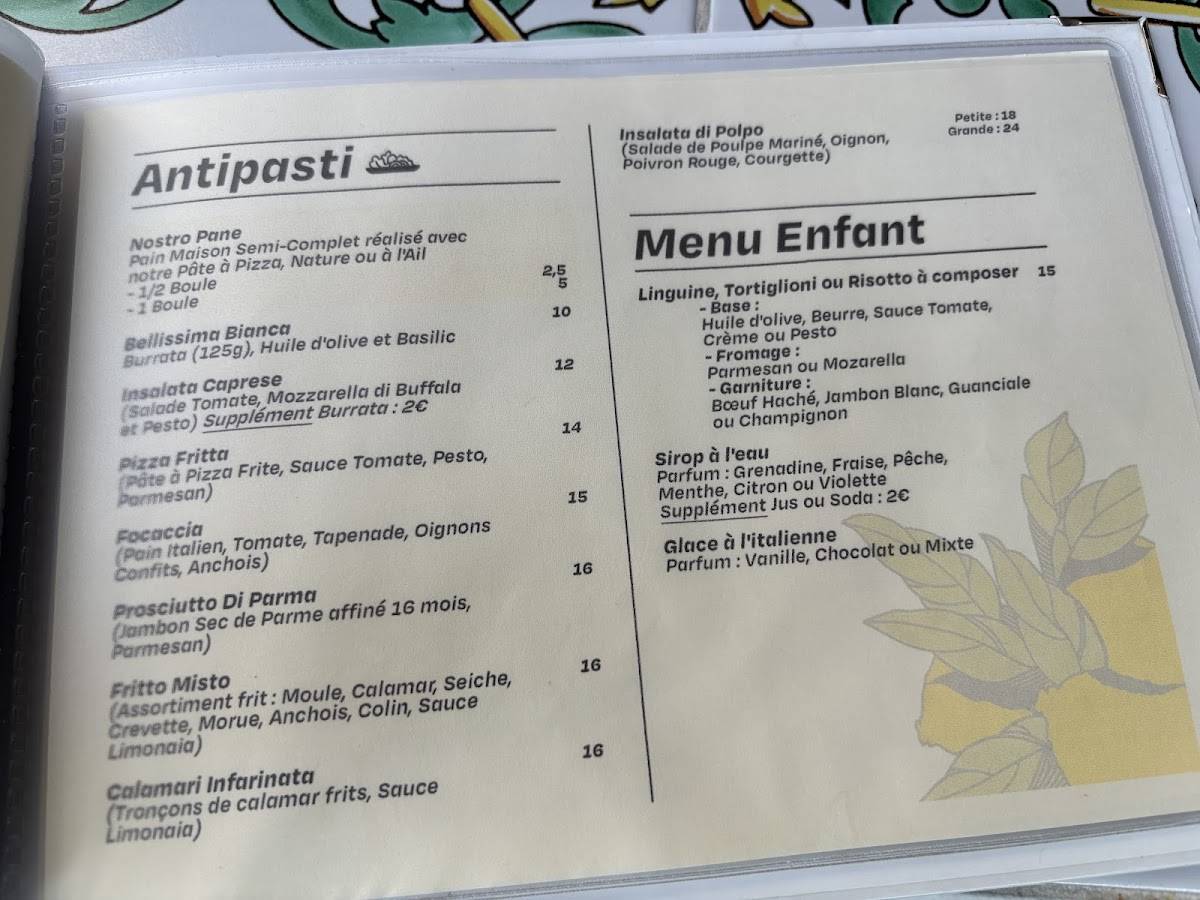 Menu de Limonaia