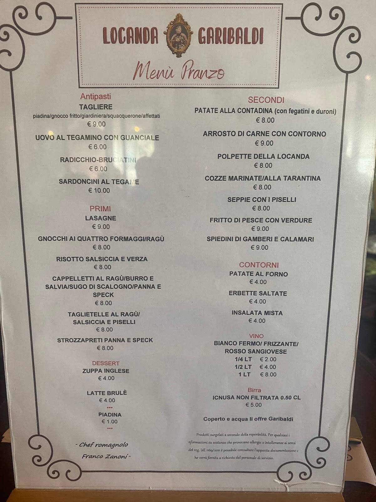 Menu di Locanda Garibaldi 