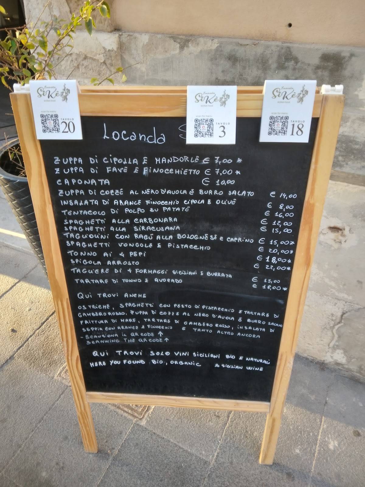 Menu di Locanda Sikè