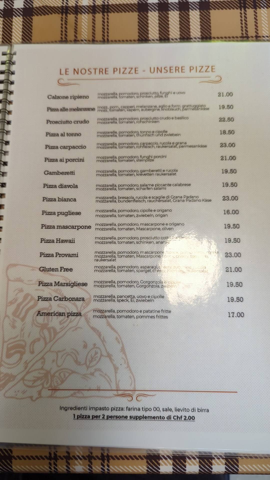 Menu di Ristorante Pizzeria Portico 