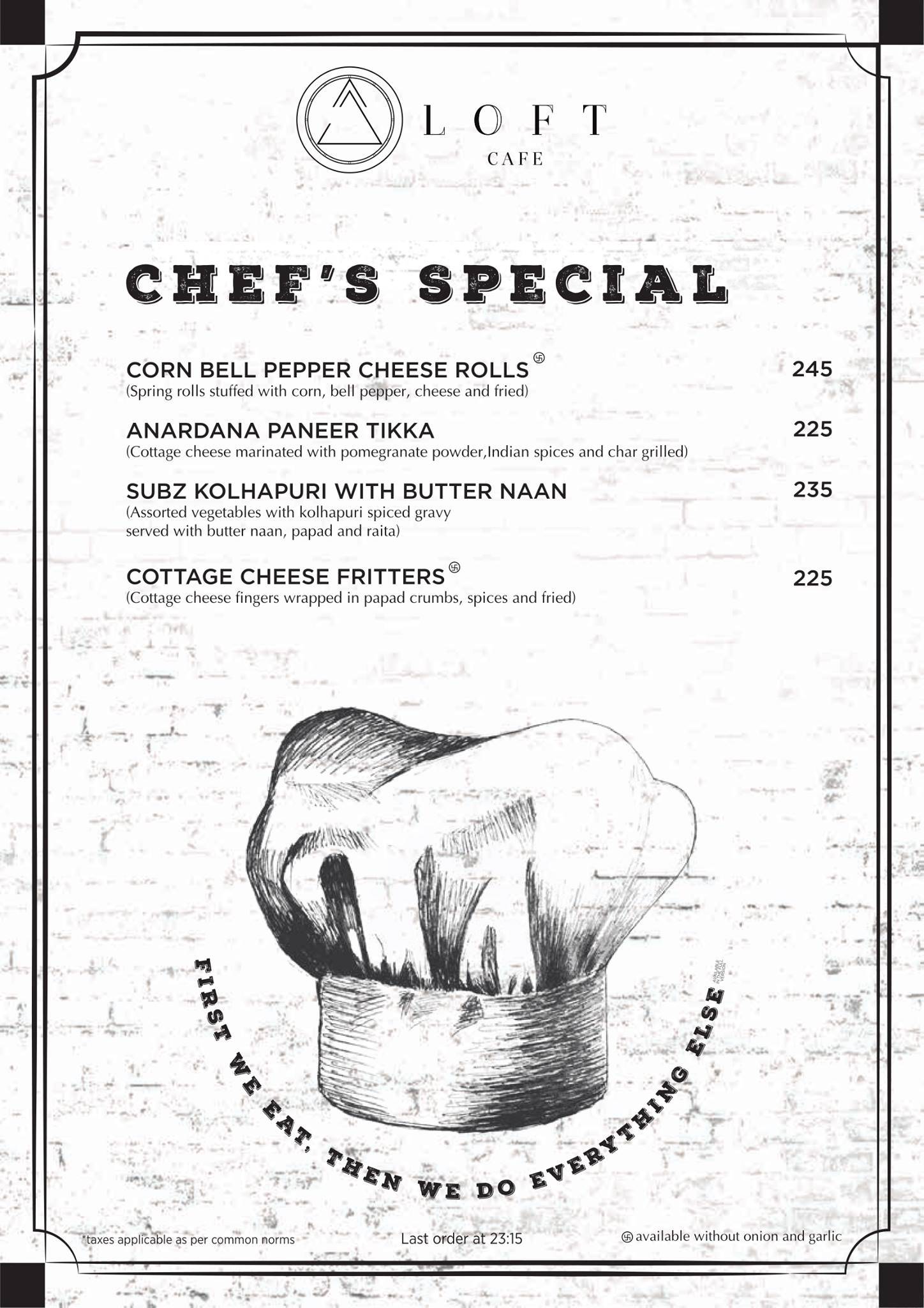 Loft Cafe & Restro menu