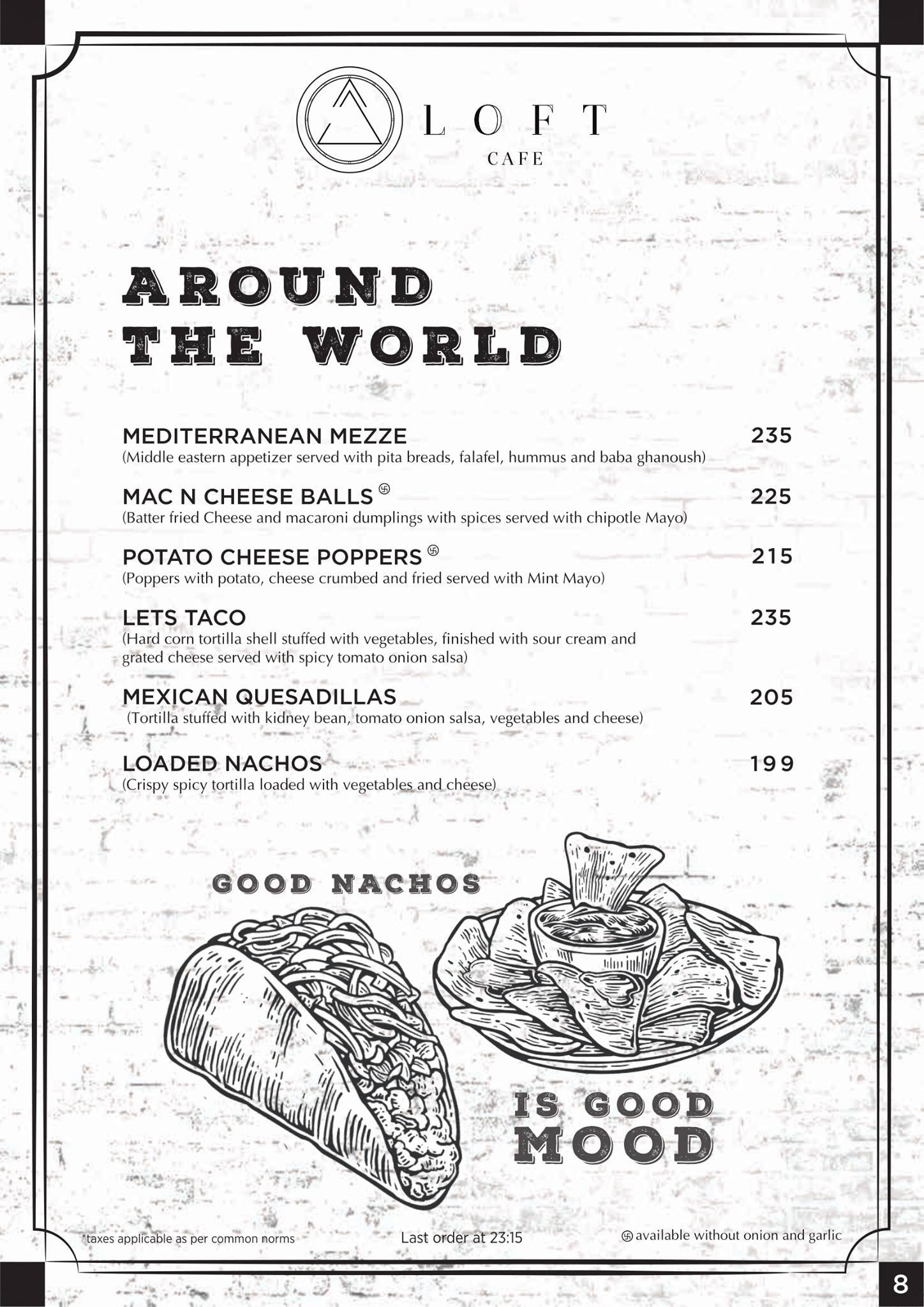 Loft Cafe & Restro menu