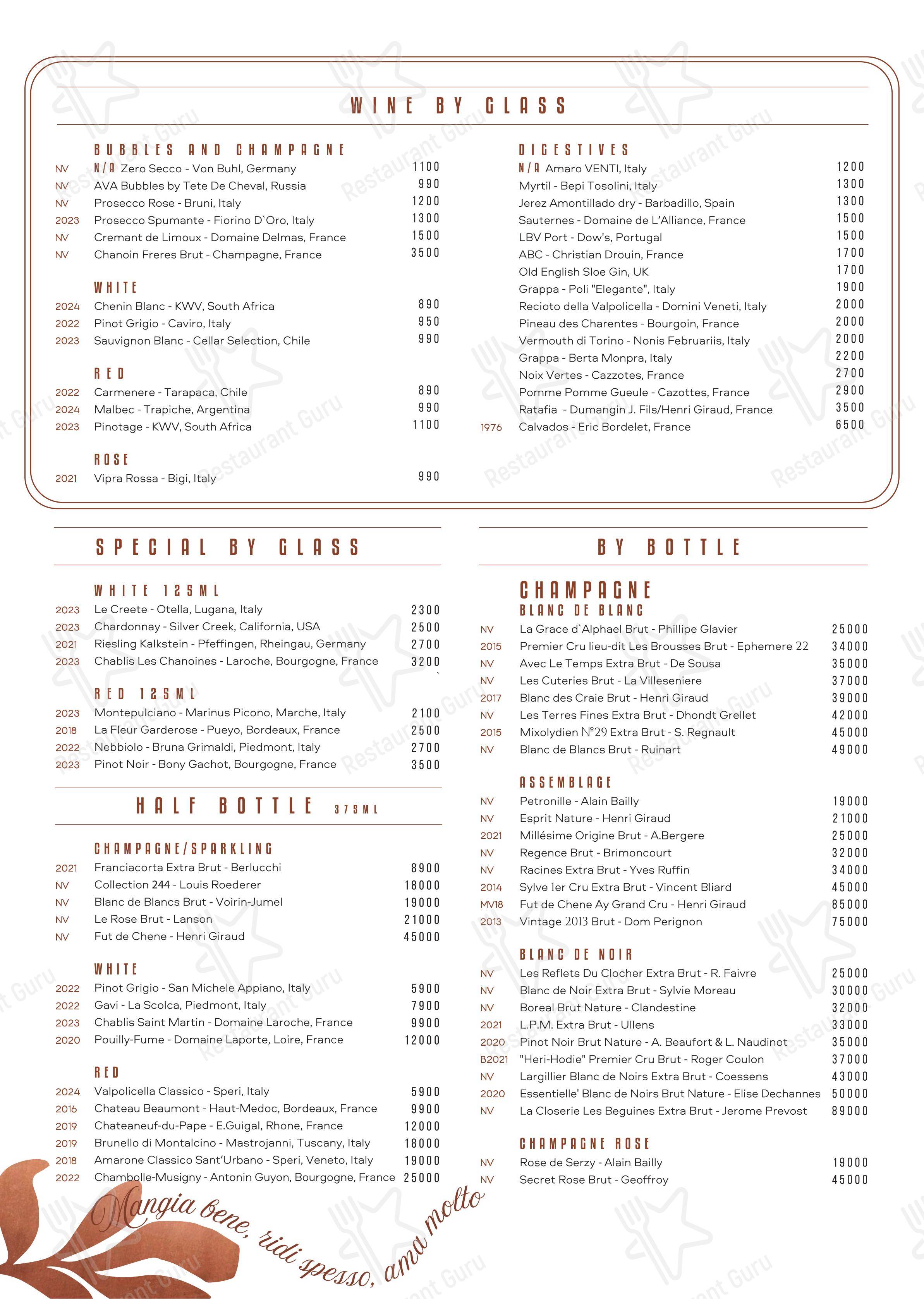 Menu pour Loona - Menu