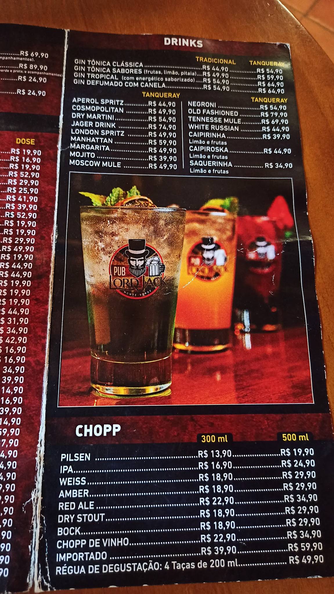 Lord Jack Pub cardápio