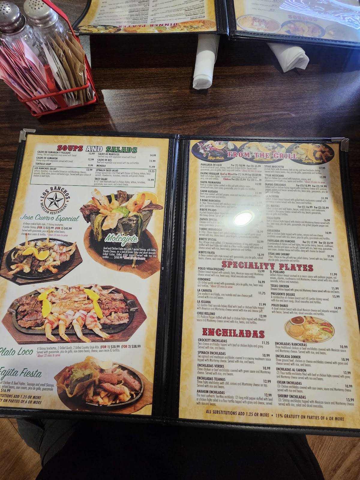 Menu at Los Ranchos Mexican Restaurant, Crockett, TX-304 Loop