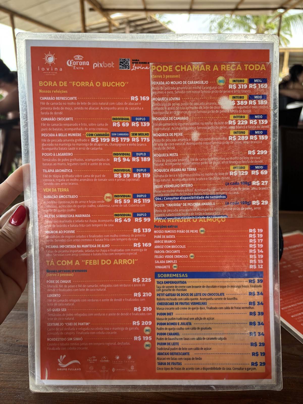 Lovina Ponta de Campina | Bar | Restaurante em Cabedelo cardápio