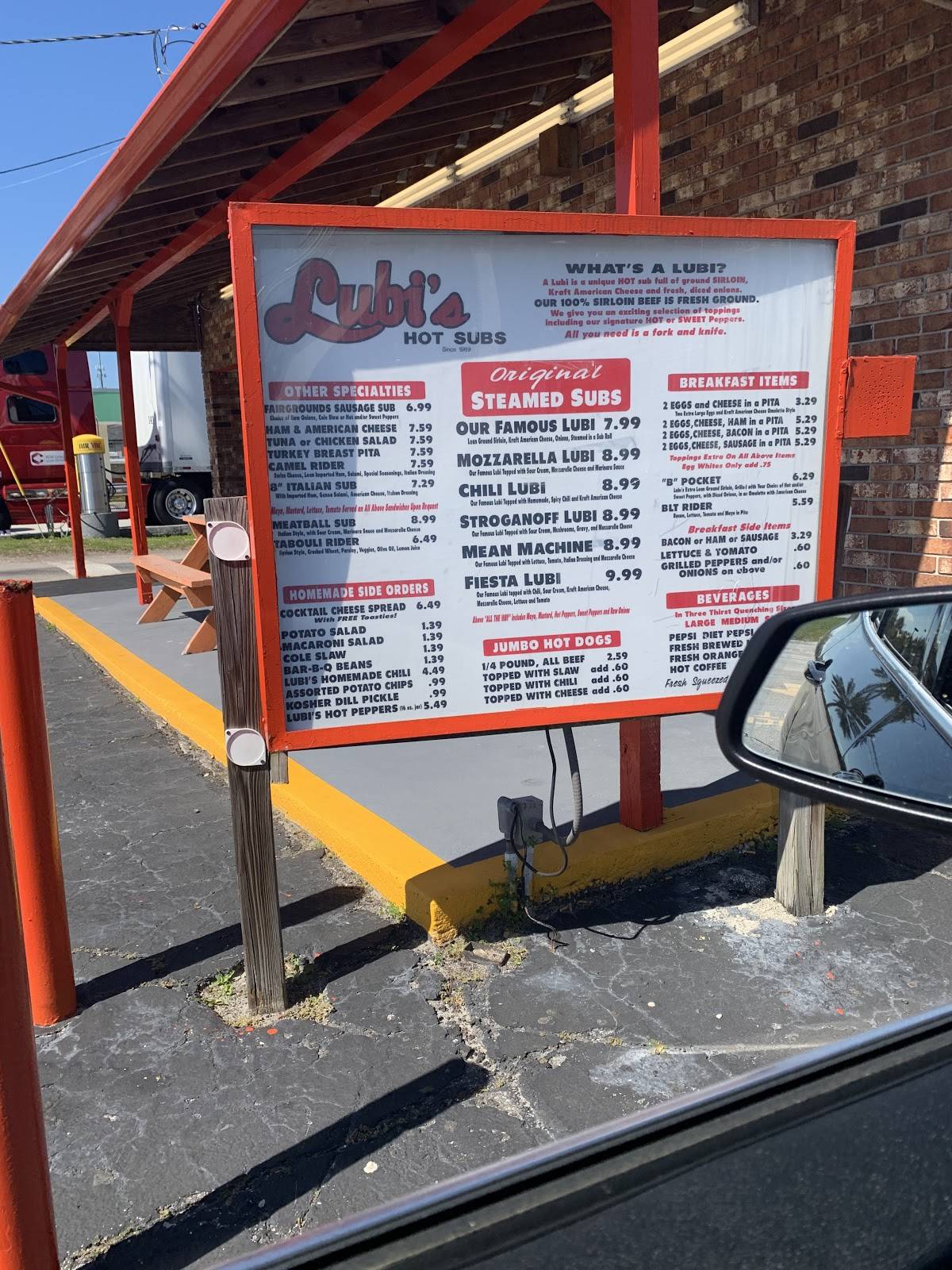 Menu at Lubi's Hot Subs fast food, Jacksonville, Beach Blvd